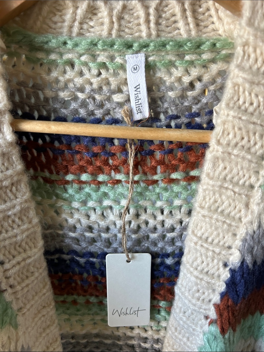 NWT Striped Open-Front Chunky Knit Cardigan Sweater - Multicolor - Picture 2 of 5